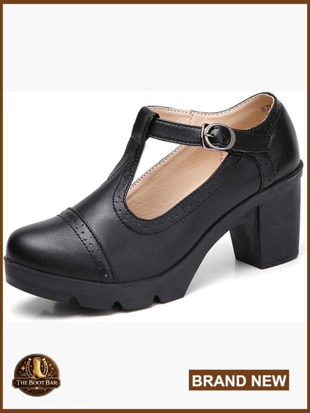 Classic T-Strap Platform Mary Jane Chunky Mid-Heel Oxfords Dress Pump Shoes